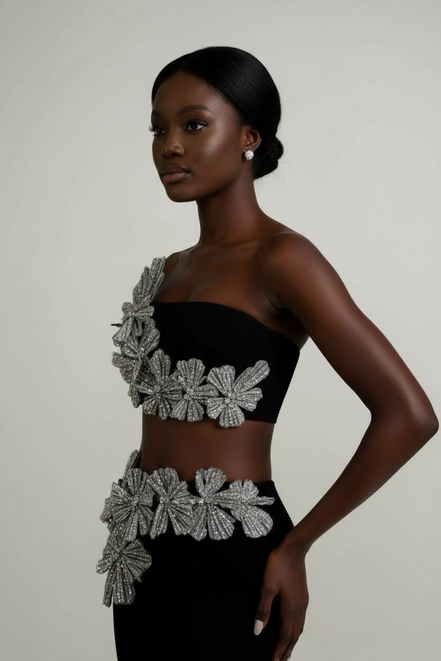 Robe Kloé sans manche à diamant