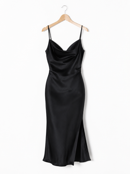Robe fluide avec encolure drapée