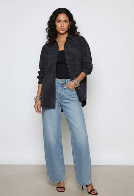 Chemise bleu noir à rayures