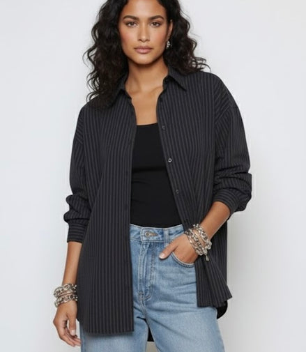 Chemise bleu noir à rayures