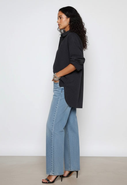 Chemise bleu noir à rayures