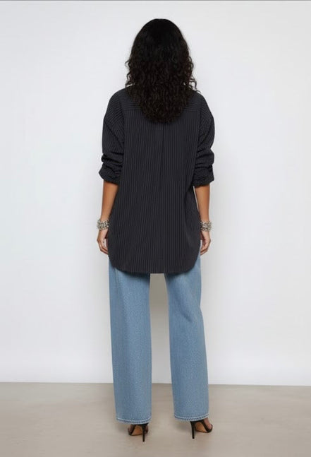 Blue and black striped shirt