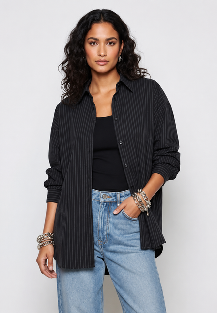 Blue and black striped shirt