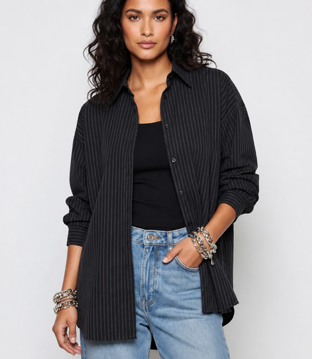 Blue and black striped shirt