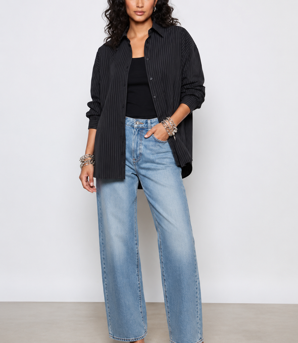 Chemise bleu noir à rayures