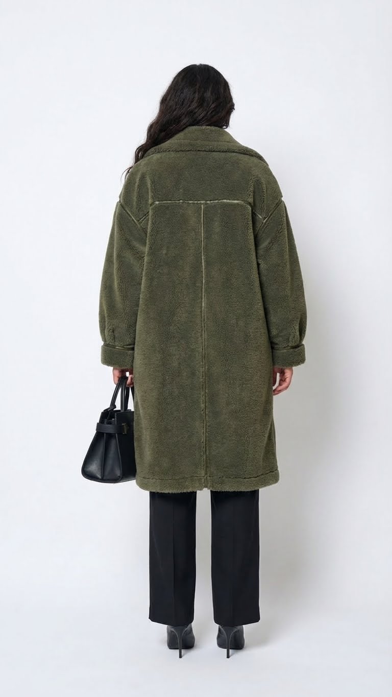 Manteau à col larges sangles kaki