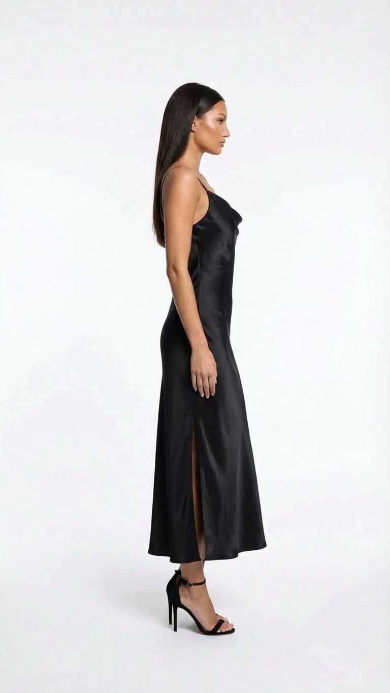 Robe fluide avec encolure drapée