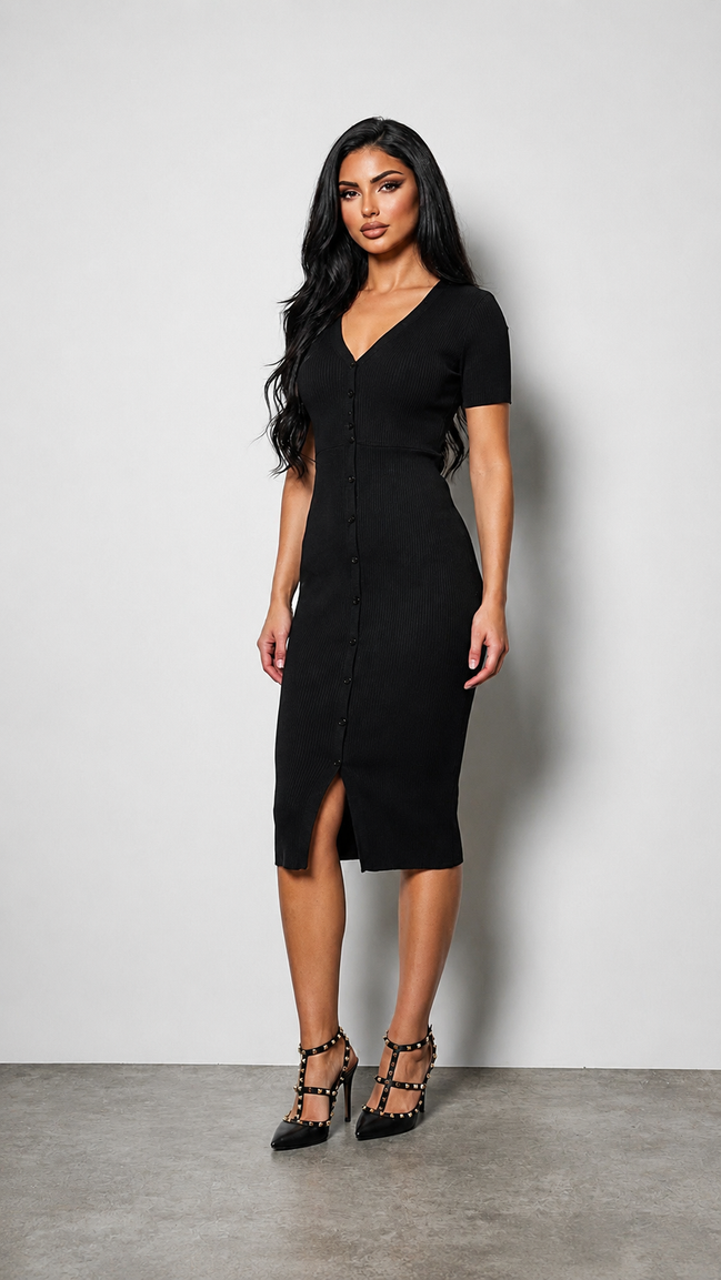 Robe ajustée avec encolure en V
